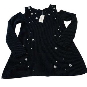 Style and Company Black Knitted Sweater with Rhinestones Size Extra Small Peak